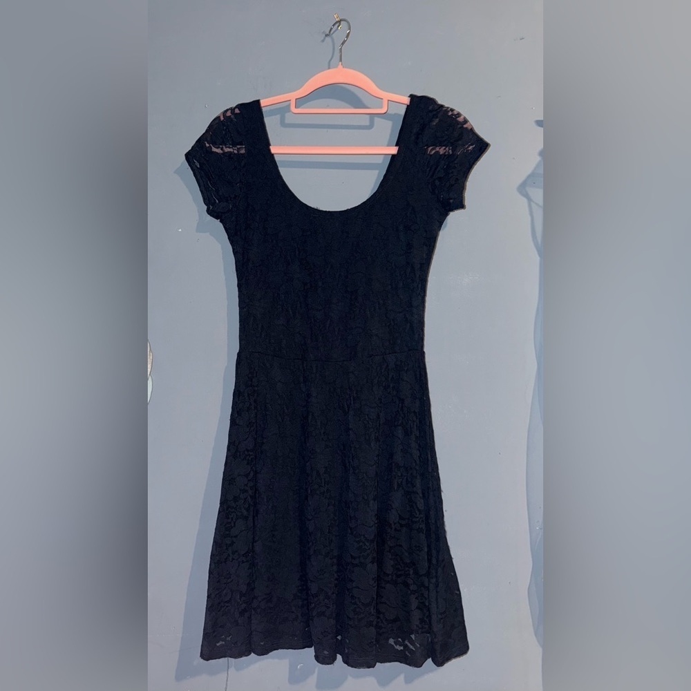 Abercrombie & Fitch navy lace scoop neck fit and flare dress, medium